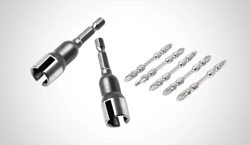 Rivet guns, abrasive wheels and driver bits