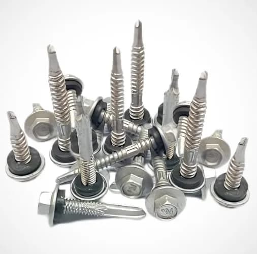 Xylan coated self drilling screws with bonded washers used for cladding and facade fixing