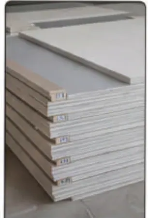 Stacked gypsum boards ready for installation
