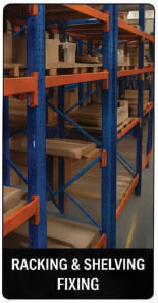 Warehouse pallet racking anchored into the floor slab