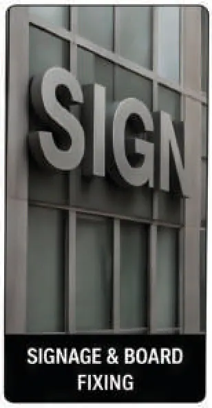 Signage panel mounted on a clad wall