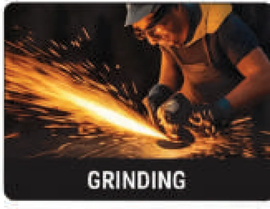 A depressed centre grinding wheel being used to dress a weld on steel fabrication