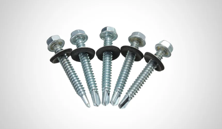 Zinc plated hex head self drilling screws with bonded EPDM sealing washers